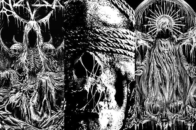 create dark illustration pointilism