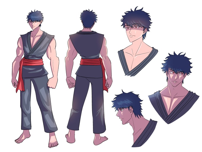 draw custom anime character design or reference sheet