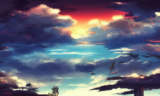 Make anime landscape background novel game wallpaper 2d art by Ral