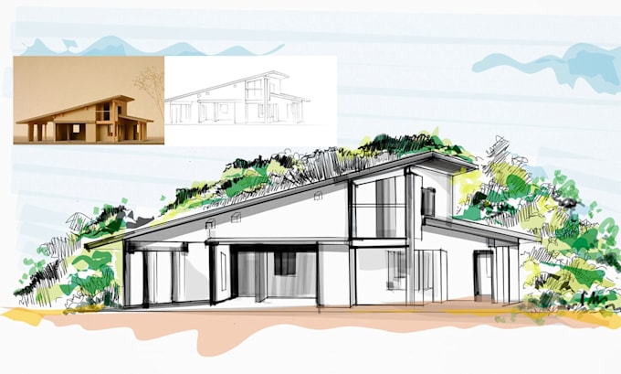 do architectural house drawing and 3d rendering
