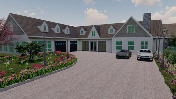 design and render 3d architectural visualizations of a modern house