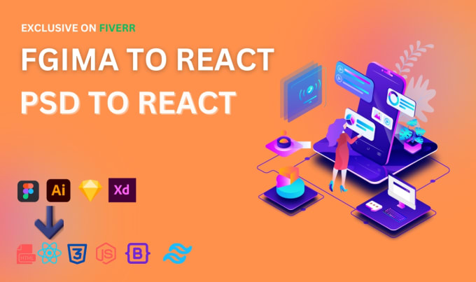 Convert psd to react figma to react responsive web app by Imonshomon ...