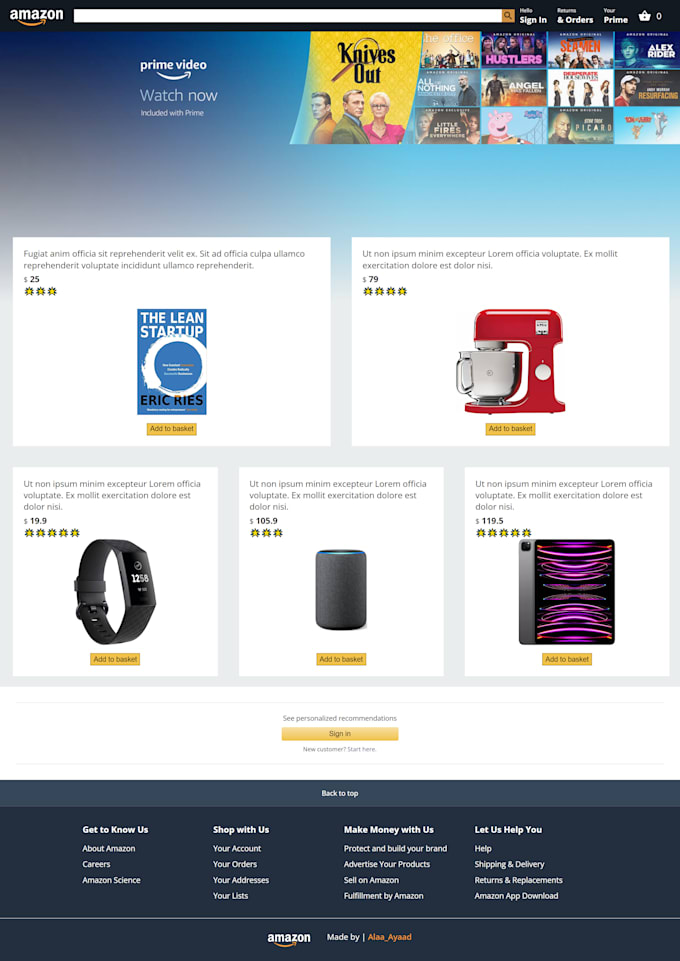 Amazon clone web design by Alaa_ayad74 Fiverr