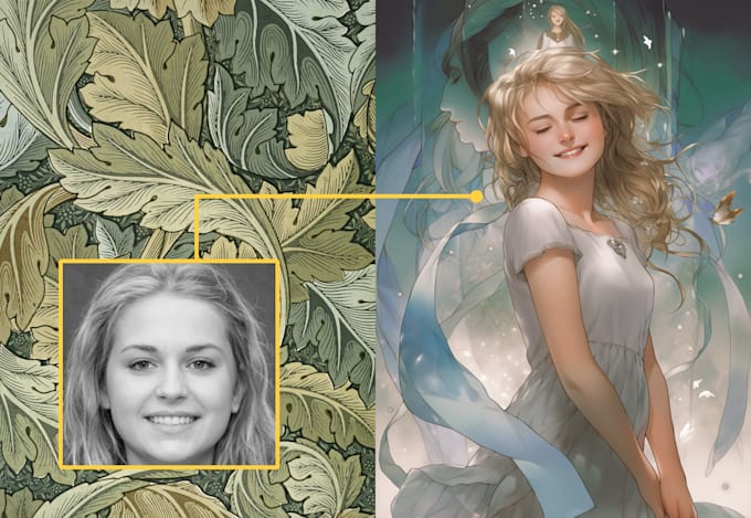 create a art nouveau illustration of you or pixar disney