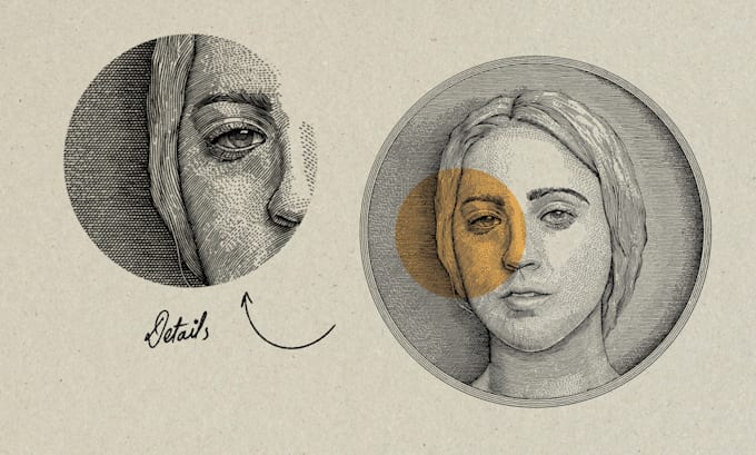 make vintage style engraving ink illustrations