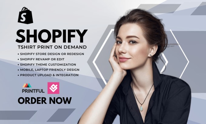 I will design or redesign shopify,setup printful,printify etsy shopify print on demand
