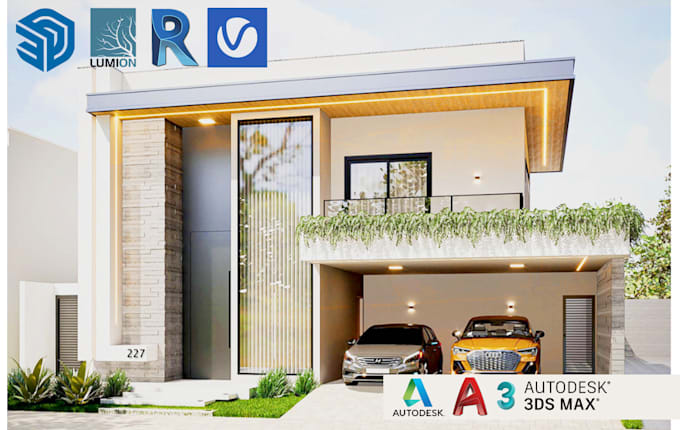 do 3d exterior rendering, highrise apartments, landscaping in revit or sketchup