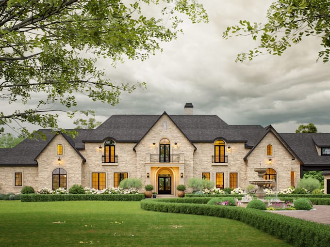 do realistic architectural 3d visualization and exterior 3d rendering