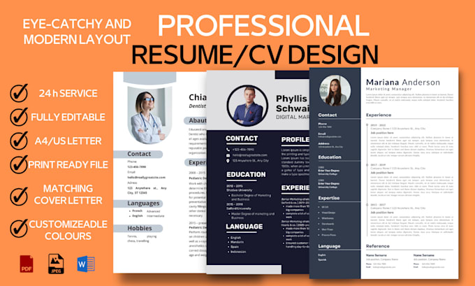 Make professional resume design, cv design, and cover letter by ...