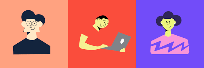 create 2d vector flat character for your website, app