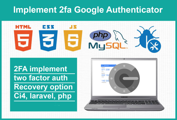 implement 2fa google authenticator in laravel, codeigniter