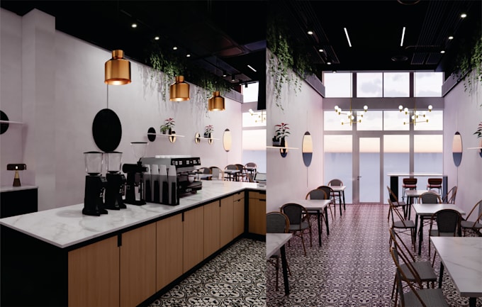 create a custom resto or coffee shop interior design tailored to your concept