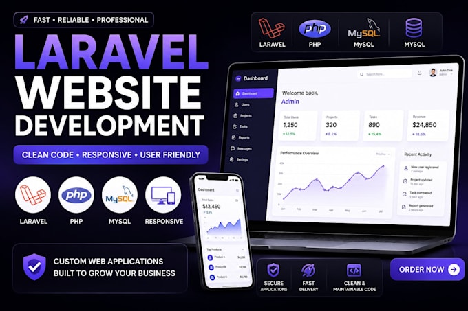develop a responsive website using laravel PHP and mysql