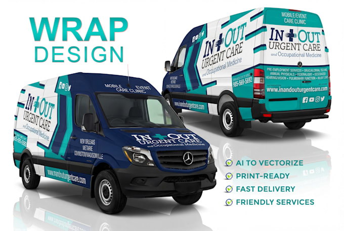 do van wrap design, car wrap design, truck wrap design with print ready files