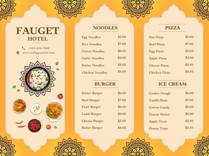 Options restaurant menu on sale