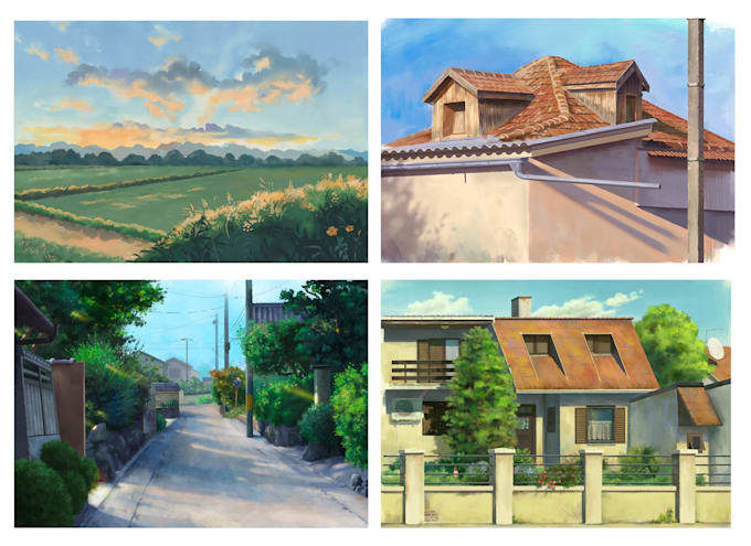 paint anime background, landscape illustration, lofi