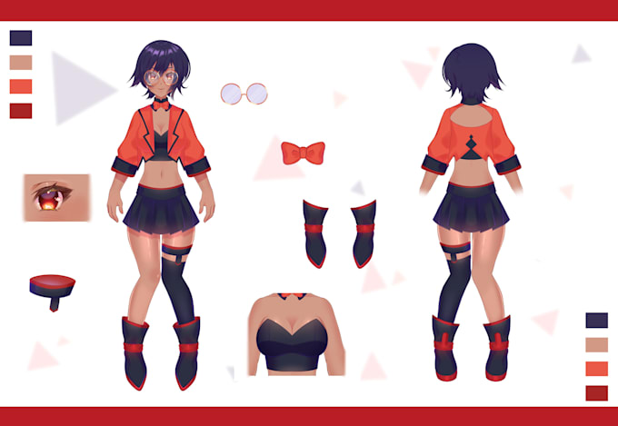 draw a cute kawaii reference sheet for you