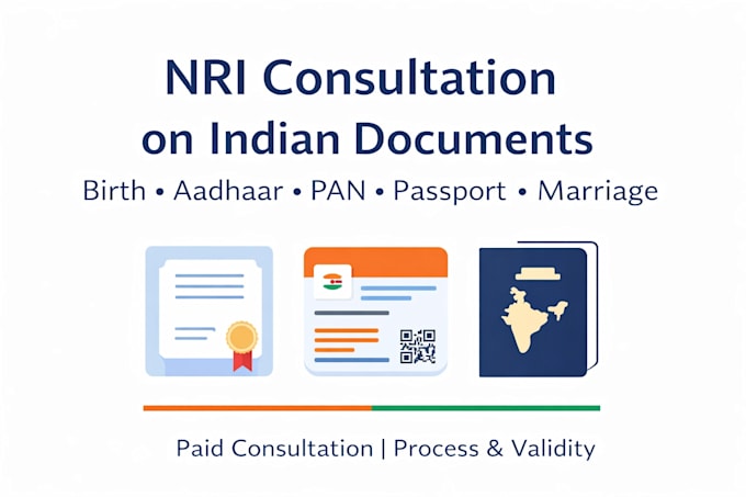 consult on birth, aadhaar, pan, passport, marriage for nri