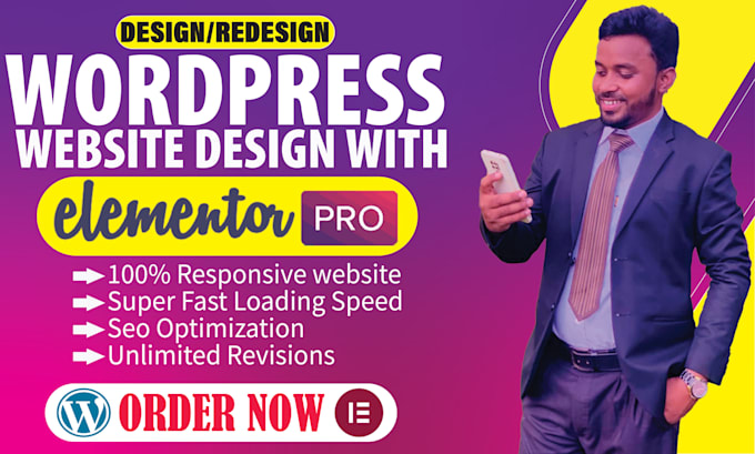 create wordpress website design, ecommerce website by elementor pro