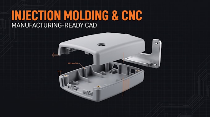 do 3d cad modeling and dfm for injection molding, cnc and 3d printing