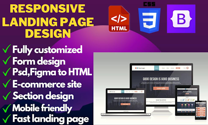 Design custom html css landing page for your website by Heyhimu | Fiverr