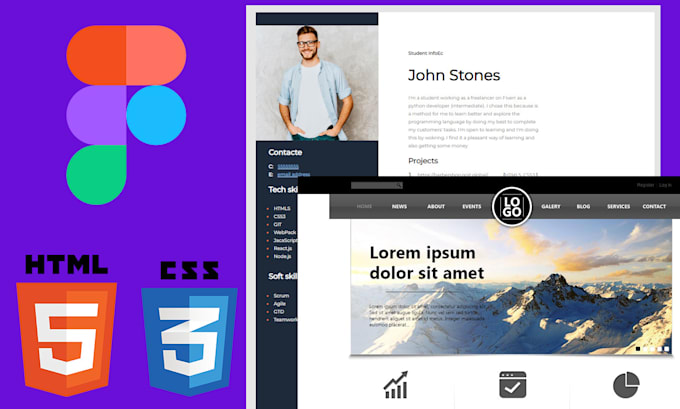 Create any figma template in html and css as a website by Tudr23popov ...