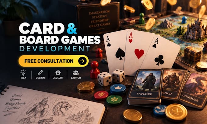 develop card and board games for android IOS PC VR web with unity