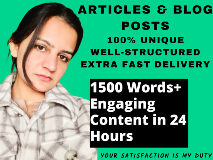 Write 1500 words seo articles and blog posts within 24 hours by