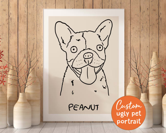 Draw custom ugly pet portrait, bad portrait, line drawing by Voanh1