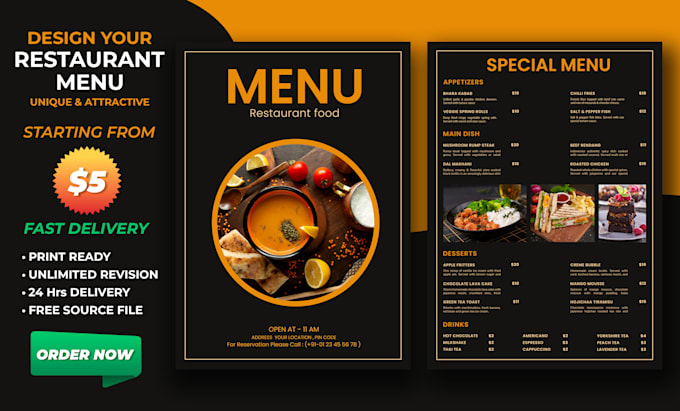 design print ready restaurant menu, food menu