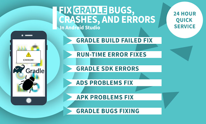 fix gradle build errors, bugs, and issues in android studio