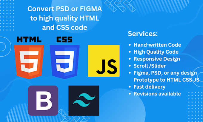 Convert figma or psd to html css landing page by Dharmatriyasa | Fiverr