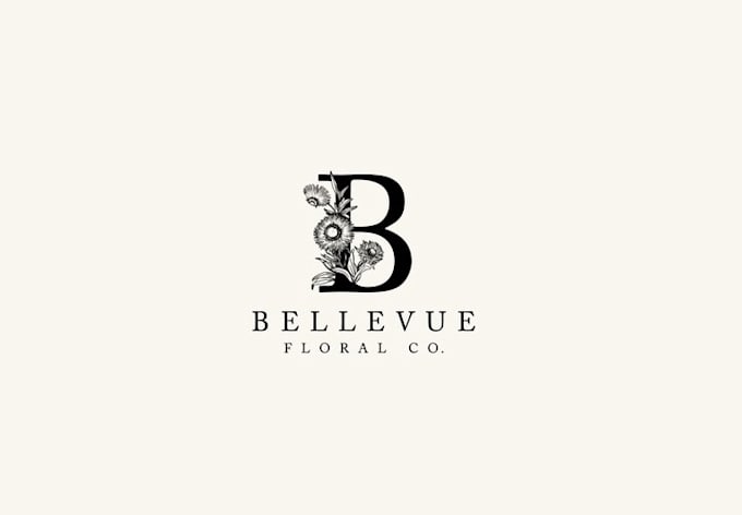 make feminine signature watercolor hand drawn line art floral logo design