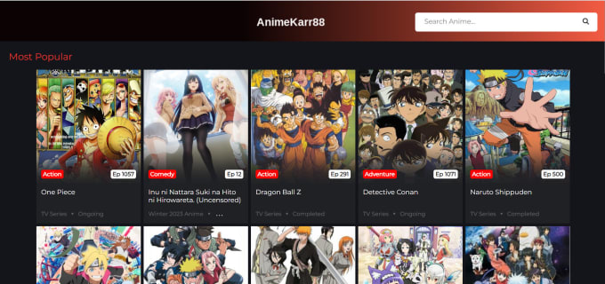 create an anime streaming website for you
