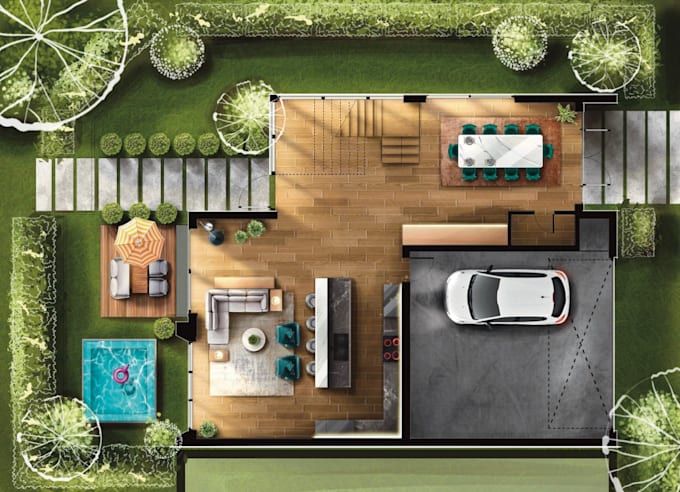 draw architectural landscape plan sketch