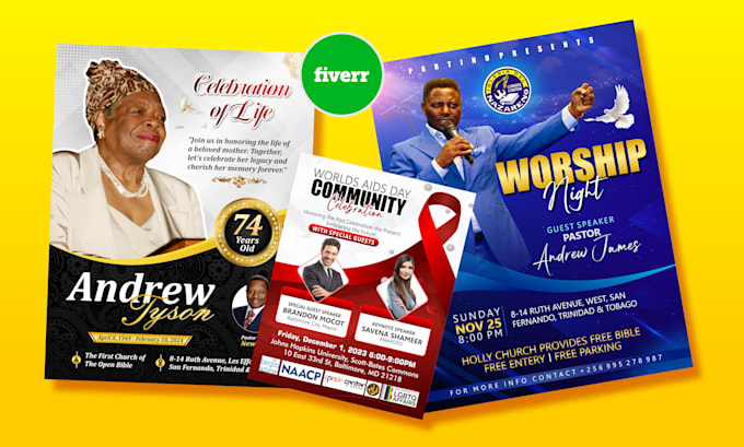 funeral flyer, event, obituary and program in 4hrs
