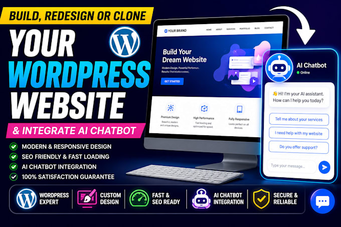 build, redesign, or clone your wordpress website and integrate ai chatbot