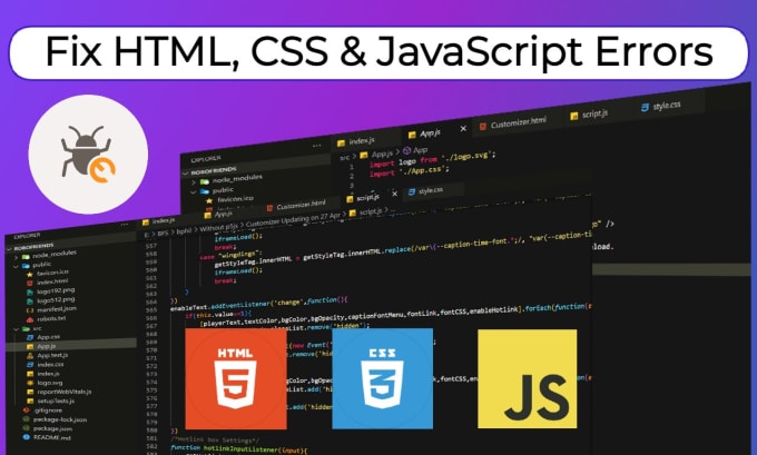 Edit or fix any html, css, javascript code errors or bugs by ...