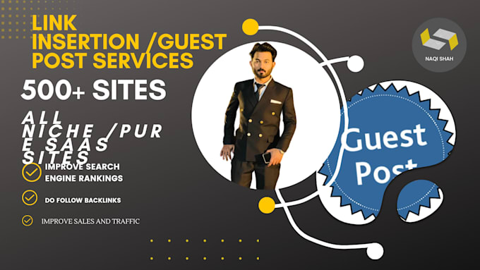 do saas guestpost with do follow backlinks and link insertion