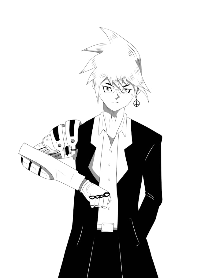 draw anime black and white monochrome for you