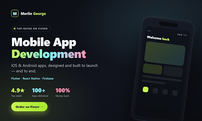develop a mobile app for android and ios with flutter or react native