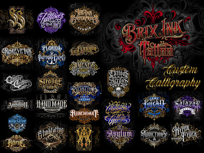 draw custom blackletter logo and monogram in gothic style