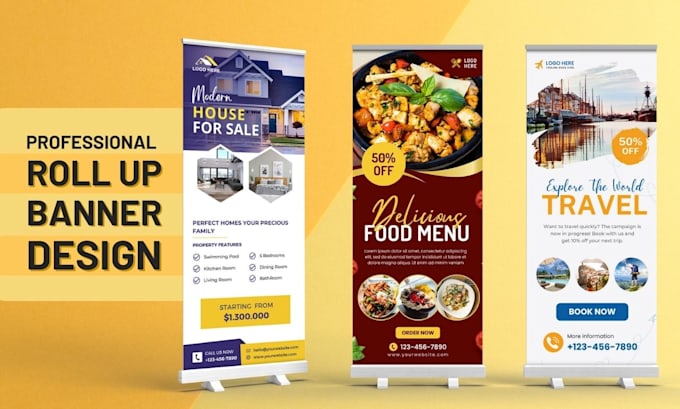 design amazing roll up banner, pull up or retractable banner
