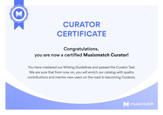 Do musixmatch curator certificate test by Dashevskinadav Fiverr