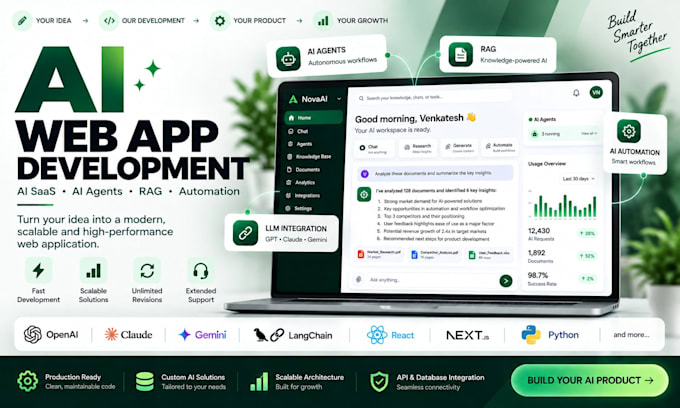 build custom ai web apps, ai saas or ai agentic web apps