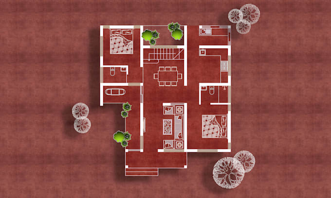 Render 2d floor plan in photoshop by Rehnasm | Fiverr