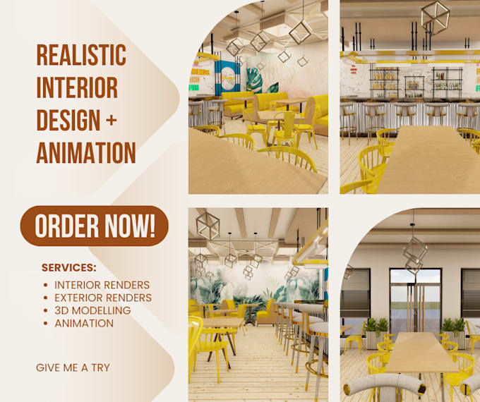 do cafe bar restaurant interior design 3d rendering