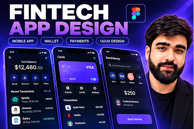 design fintech wallet and banking app UI UX in figma