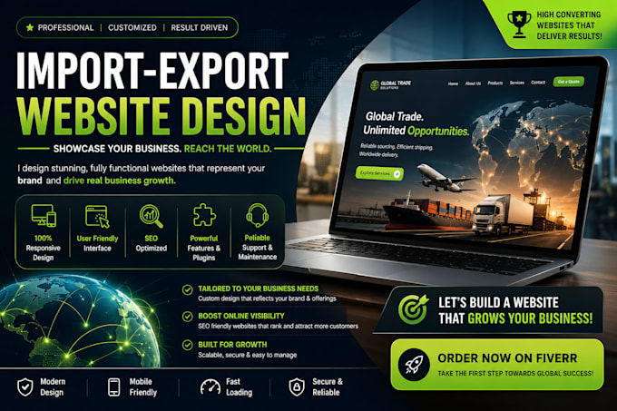 design a professional export import website