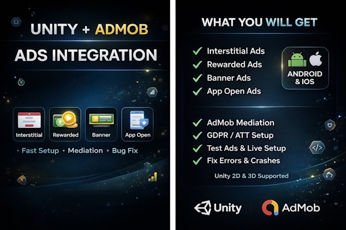 integrate admob, unity ads and in app purchases